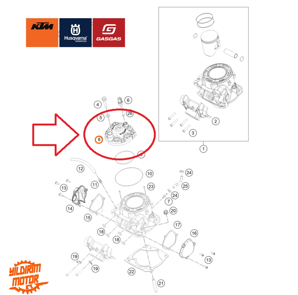 KTM 250 EXC TPI Silindir Üst Kapak (2018)
