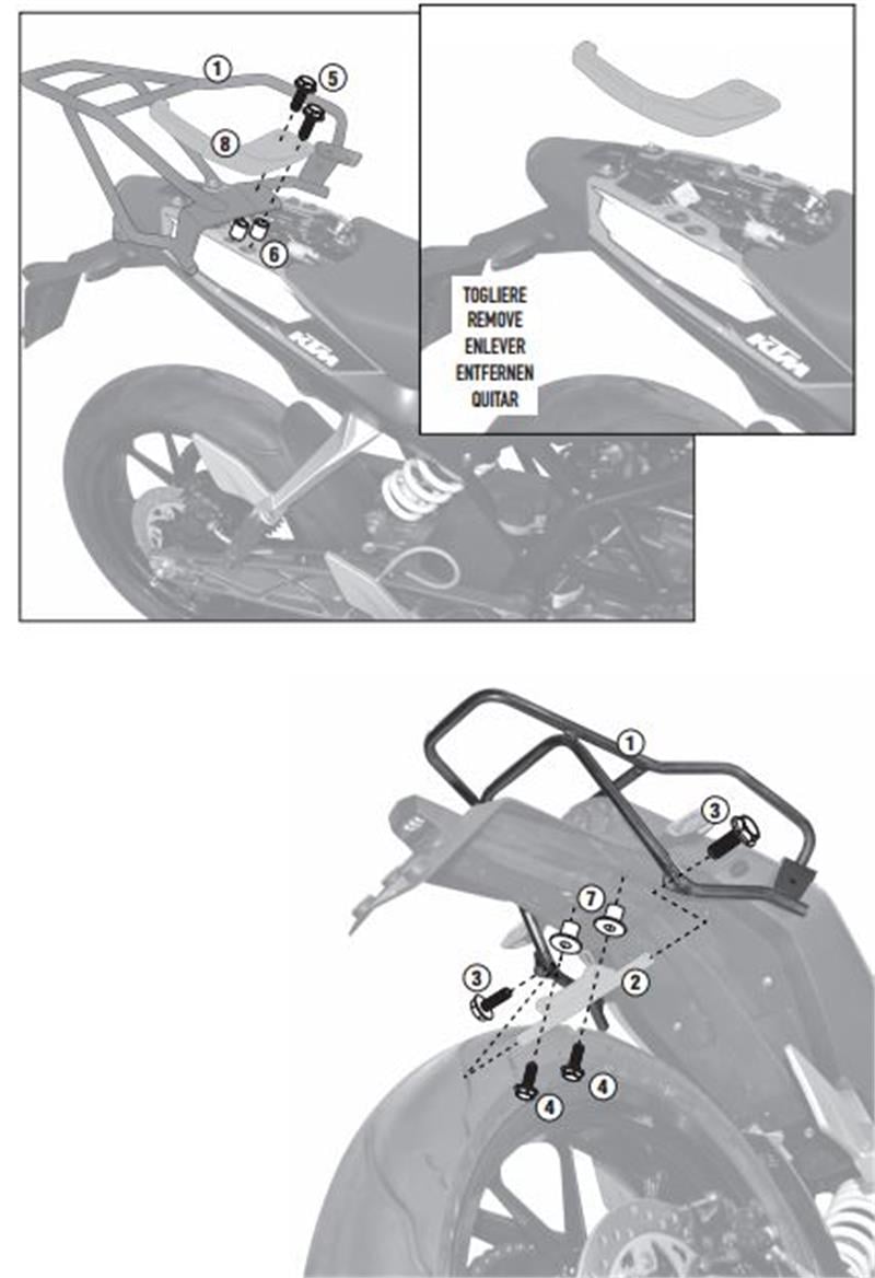 GİVİ SR7701 KTM DUKE 125-200-390 (11-15) ARKA ÇANTA DEMİRİ