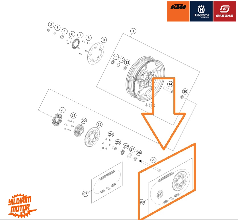 2024 KTM DUKE 390 ZİNCİR DİŞLİ SET 14/43
