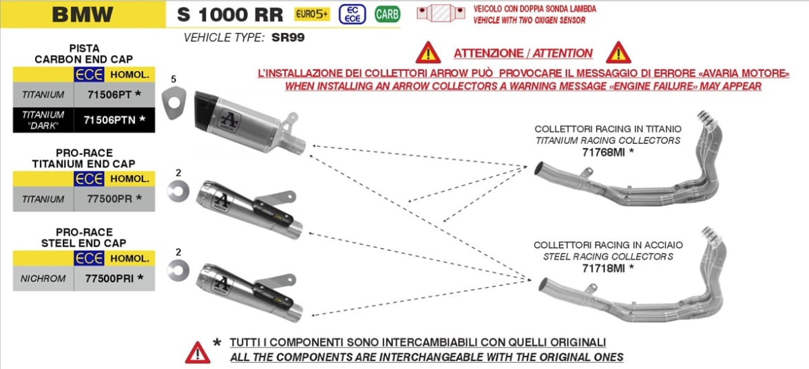 ARROW BMW S1000 RR HEADERS