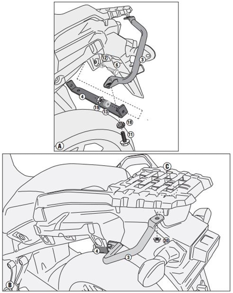 GİVİ SR3105 SUZUKİ DL 1000 V-STROM (14-15) ARKA ÇANTA TAŞIYICI DEMİRİ
