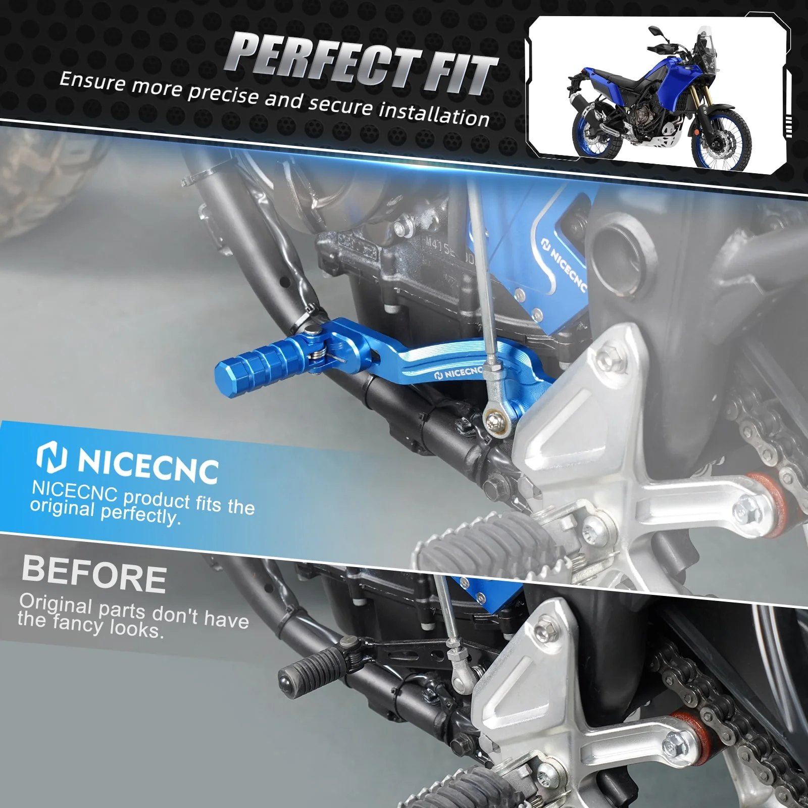 NICECNC TENERE 700 VİTES PEDALI MAVİ