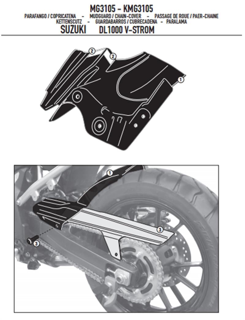 GİVİ MG3105 SUZUKI DL 1000 V-STROM (14-15) ZİNCİR MUHAFAZA VE ÇAMURLUK