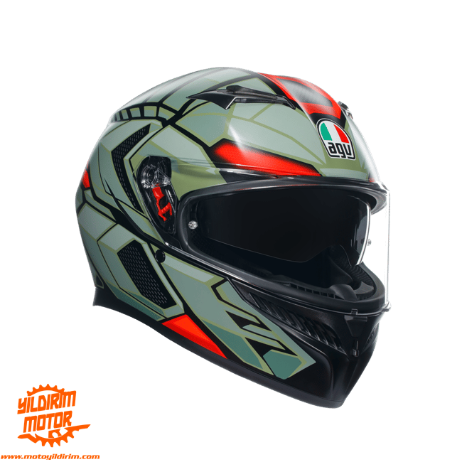 AGV K3 MPLK DECEPT MATT SİYAH YEŞİL KIRMIZI KASK