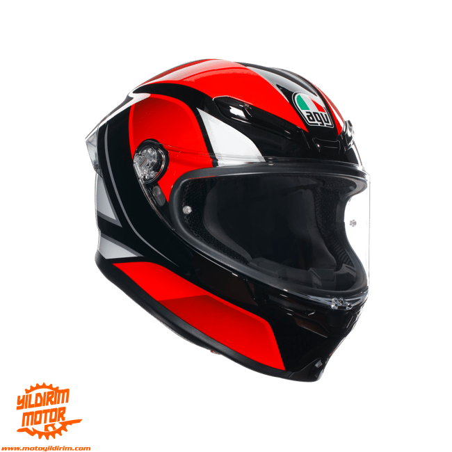 AGV K6 MPLK HYPHEN SİYAH KIRMIZI BEYAZ KASK