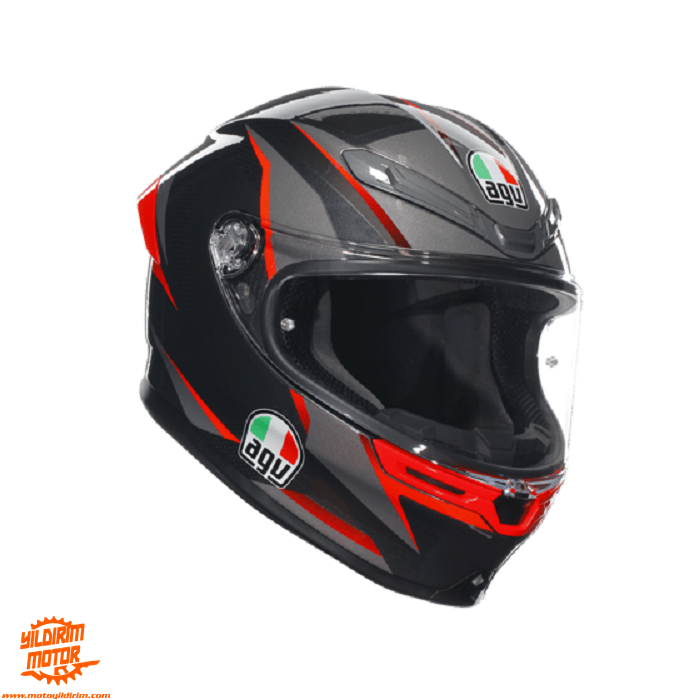 AGV K6S MPLK SLASHCUT BLK GRİ KIRMIZI KAPALI KASK