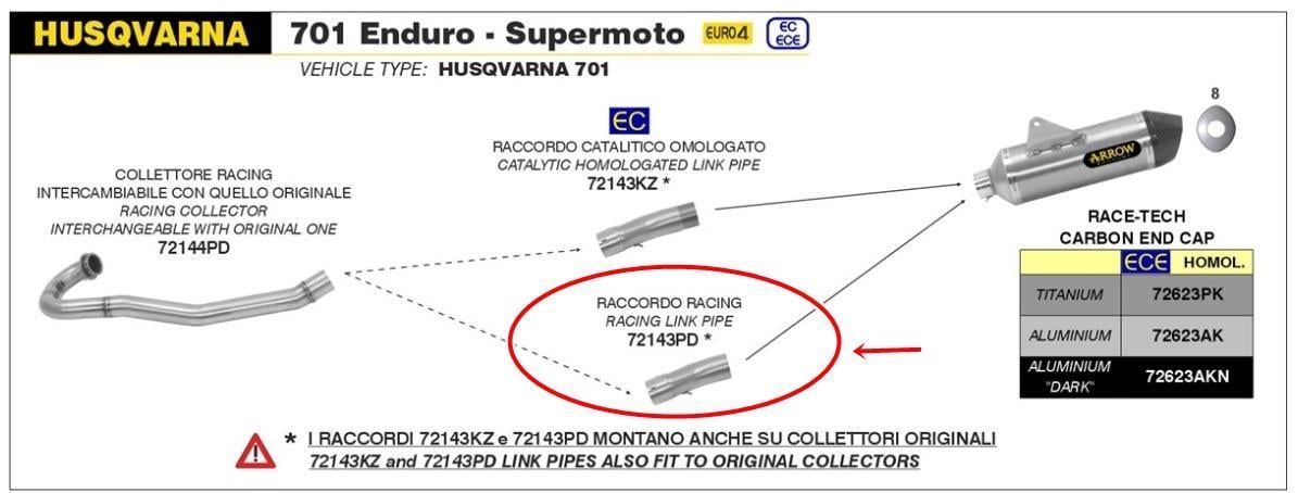 ARROW HUSQVARNA 701 ENDURO/SUPERMOTO ARA BORU 17-20