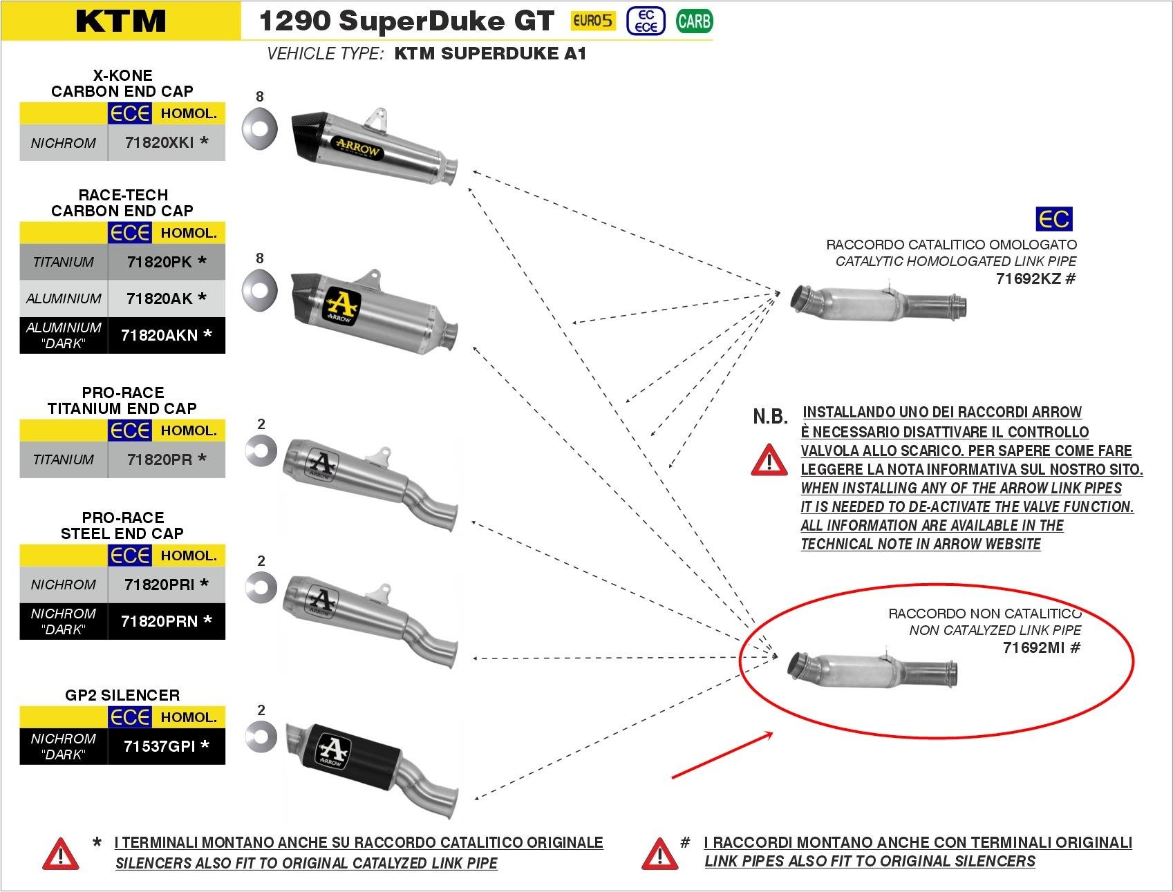 ARROW KTM 1290 SUPER DUKE GT EGZOZ ARA BORU 17-24
