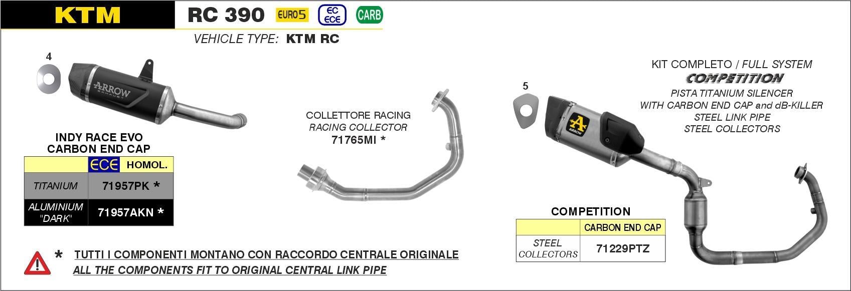 ARROW KTM RC390 ALİMİNYUM SİYAH EGZOZ 22-24