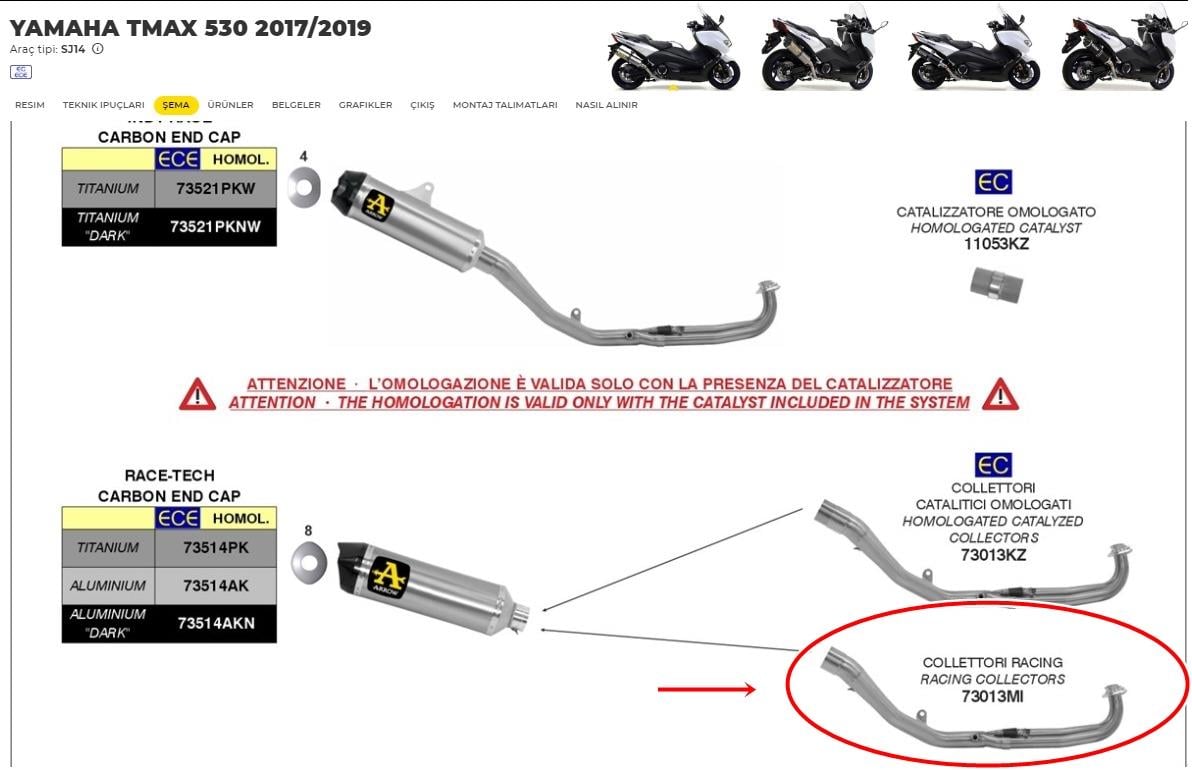 Arrow Yamaha T-Max 530 HEADERS 17-19