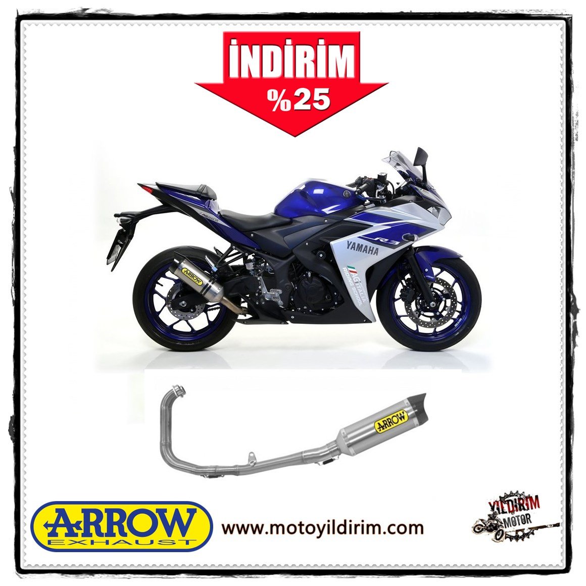 Arrow Yamaha YZF-R25 Full Titanyum Egzoz Kit Komple 15-16
