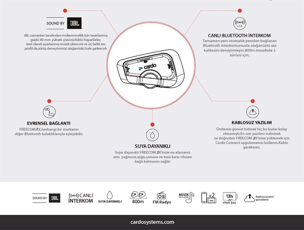 CARDO FREECOM 2X BLUETOOTH VE INTERCOM (İKİLİ PAKET)