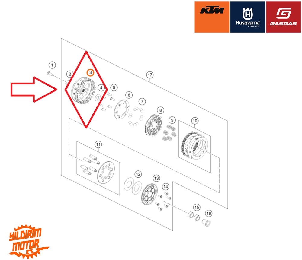 KTM 50 SX DEBRİYAJ TASI 24-26