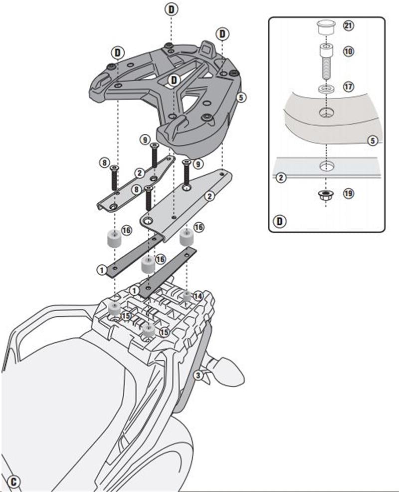 GİVİ SR3105 SUZUKİ DL 1000 V-STROM (14-15) ARKA ÇANTA TAŞIYICI DEMİRİ