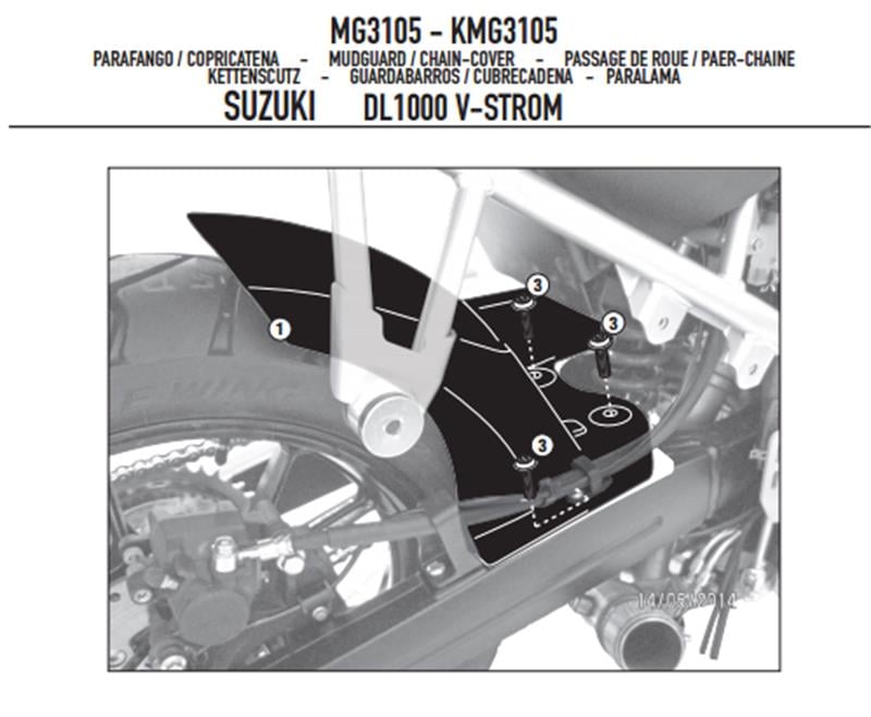 GİVİ MG3105 SUZUKI DL 1000 V-STROM (14-15) ZİNCİR MUHAFAZA VE ÇAMURLUK