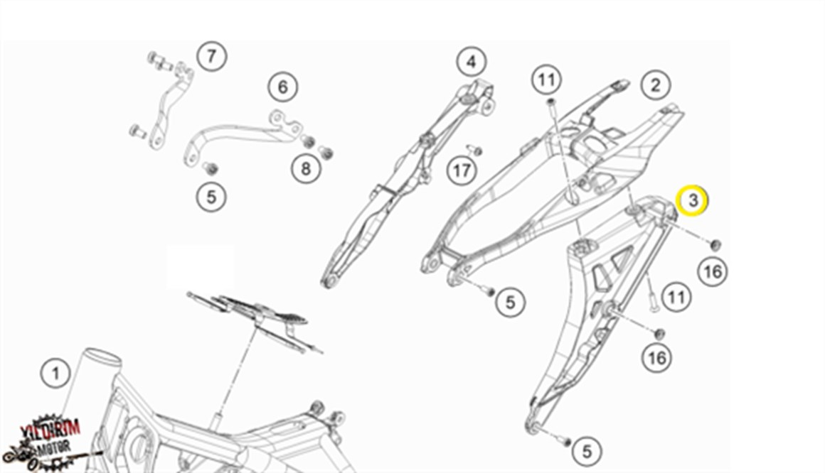 Husqvarna FE TE Modeller Arka Kuyruk Şase Sol 17-19