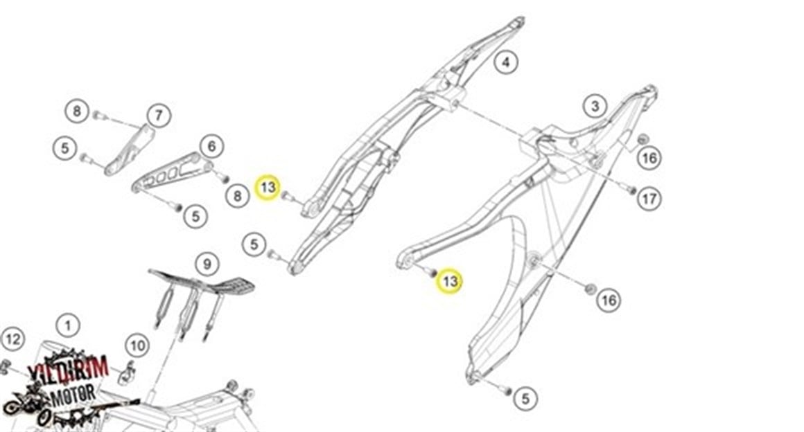 HUSQVARNA TE 250 ARKA ŞASE CİVATASI 2021