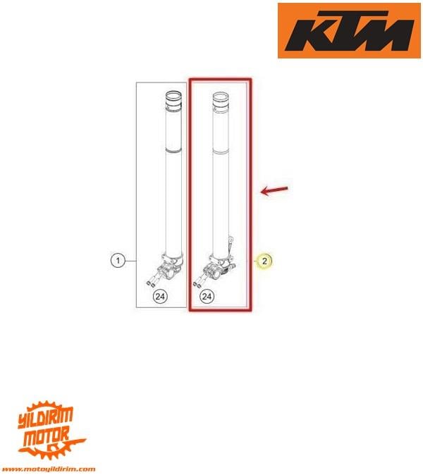 KTM 2024 EXC 250 SOL AMORTİSÖR İÇ BORU