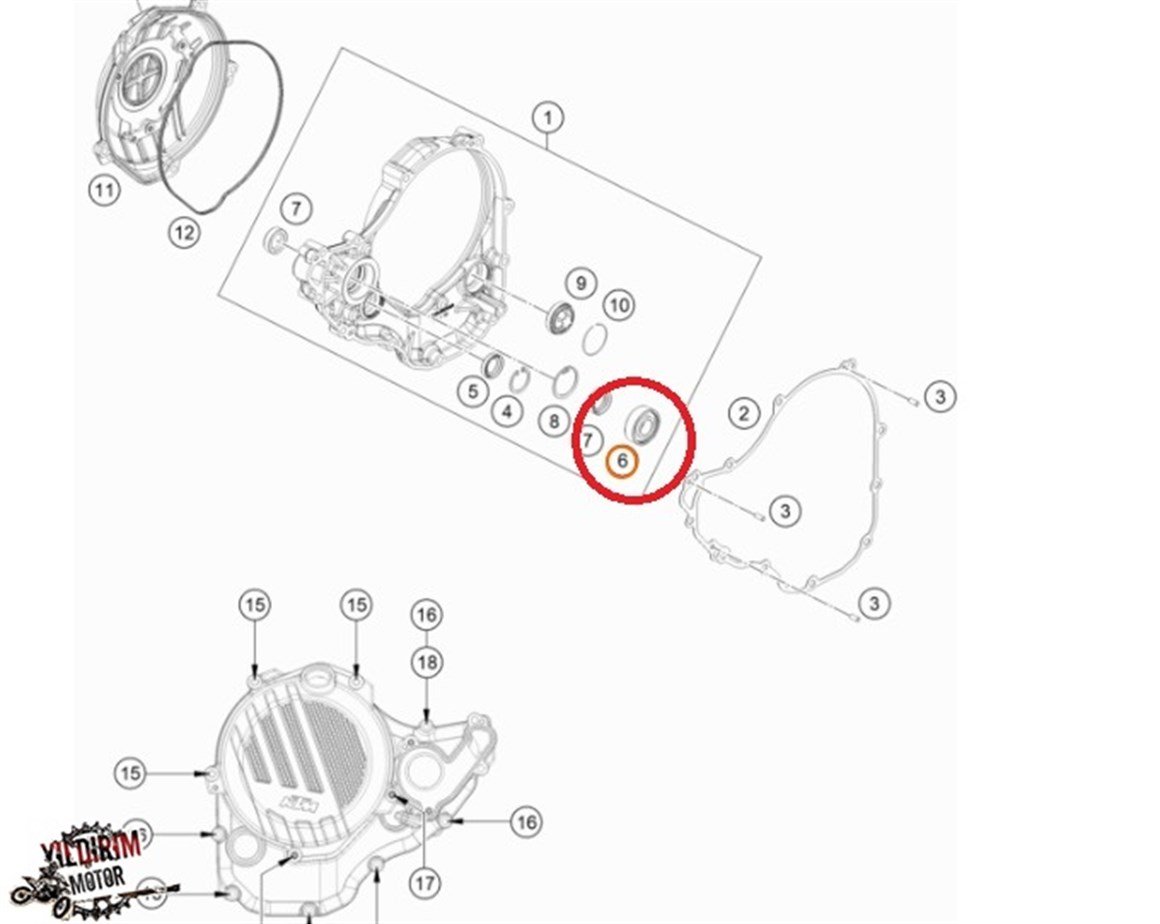 KTM 250-350 EXC-F DEBRİYAJ KAPAK BİLYASI 6002 19-23