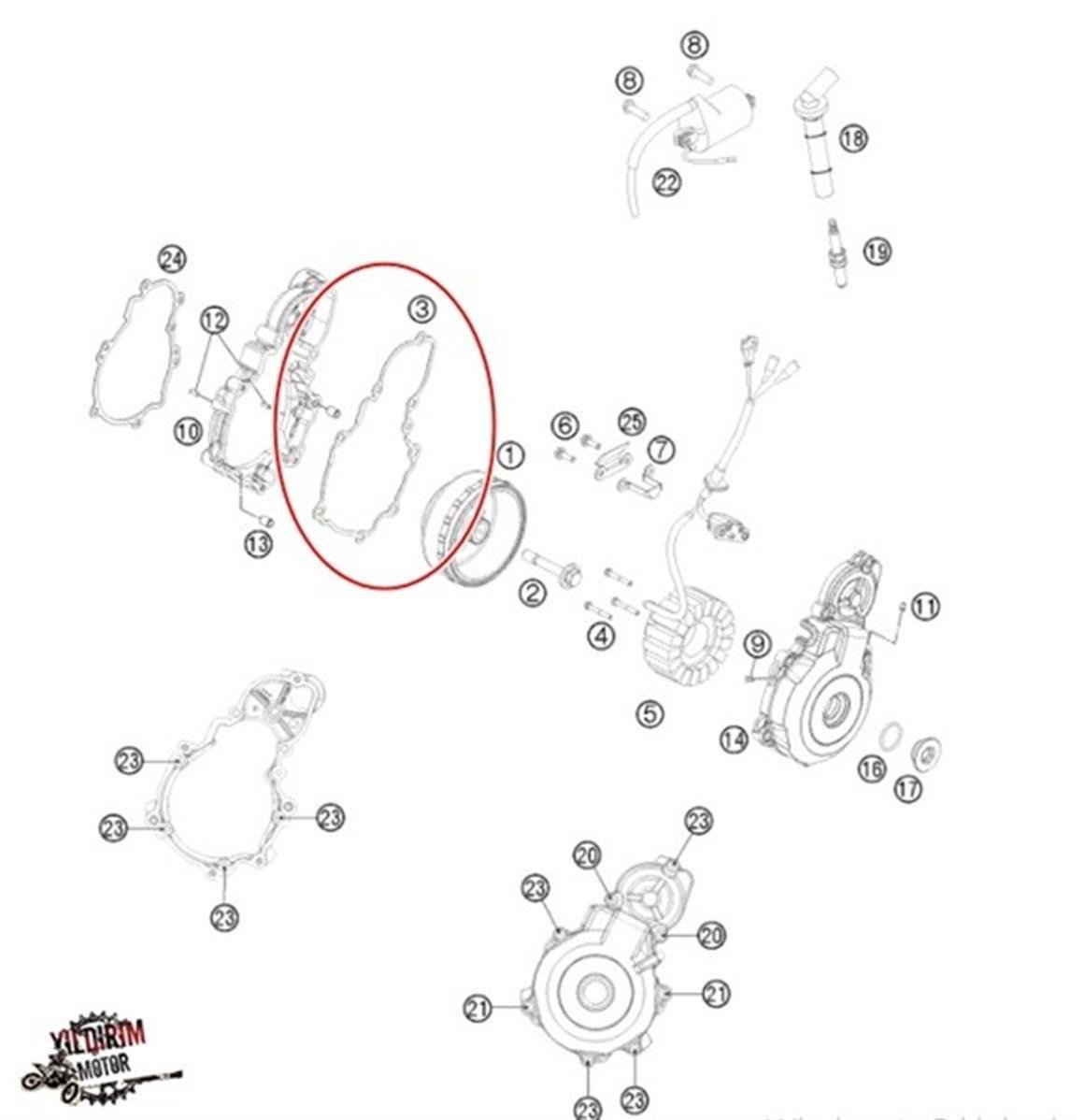 KTM 250 350 EXC-F Modeller Statör Kapak Contası 12-17