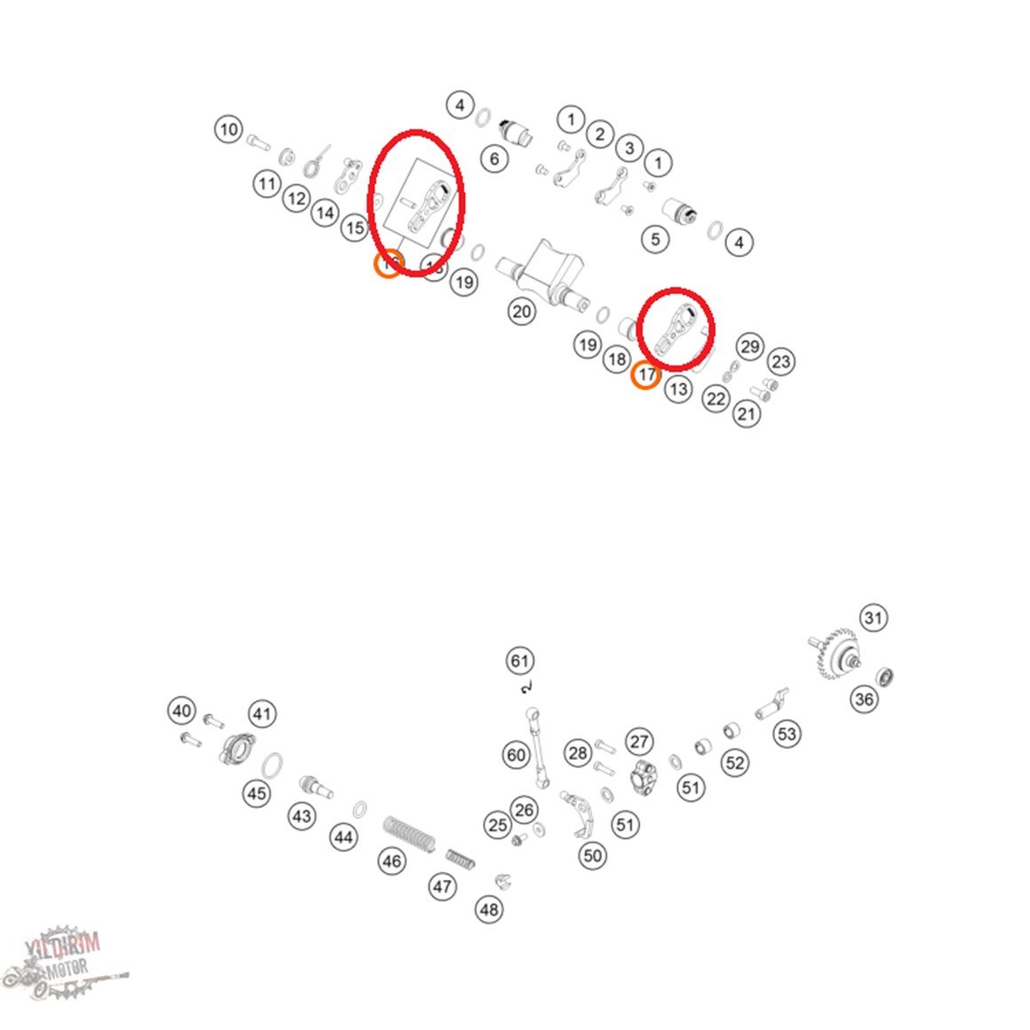 KTM 250 EXC TPİ Gear Segment Sağ-Sol 17-19
