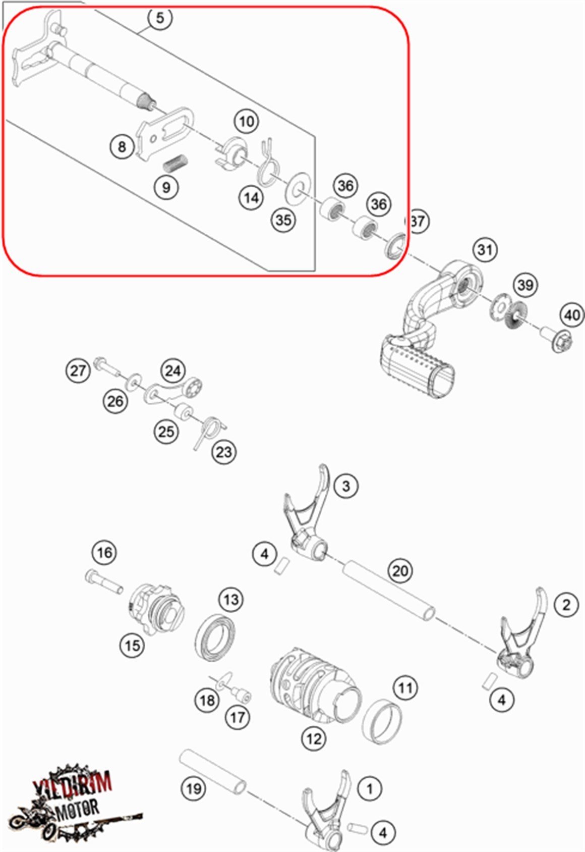 KTM 250/300 EXC VİTES MİLİ 17-23