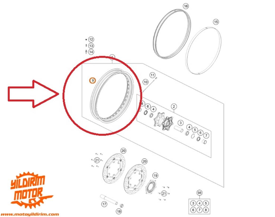 KTM 790/890/1290 2.5X21 SİYAH ÖN JANT ÇEMBERİ