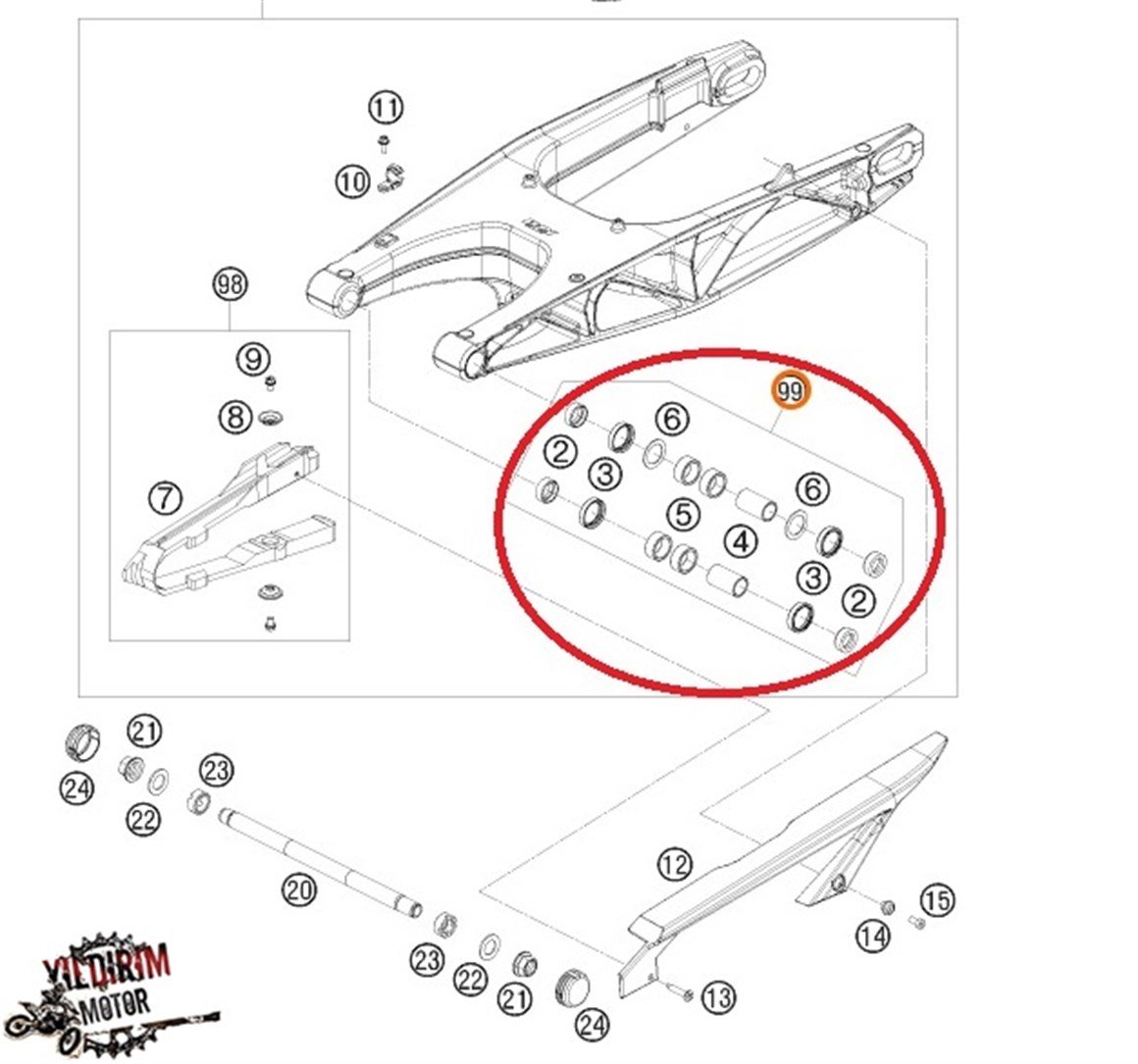 KTM DUKE 690 MODELLER ARKA MAŞA BURÇ SETİ 07-19