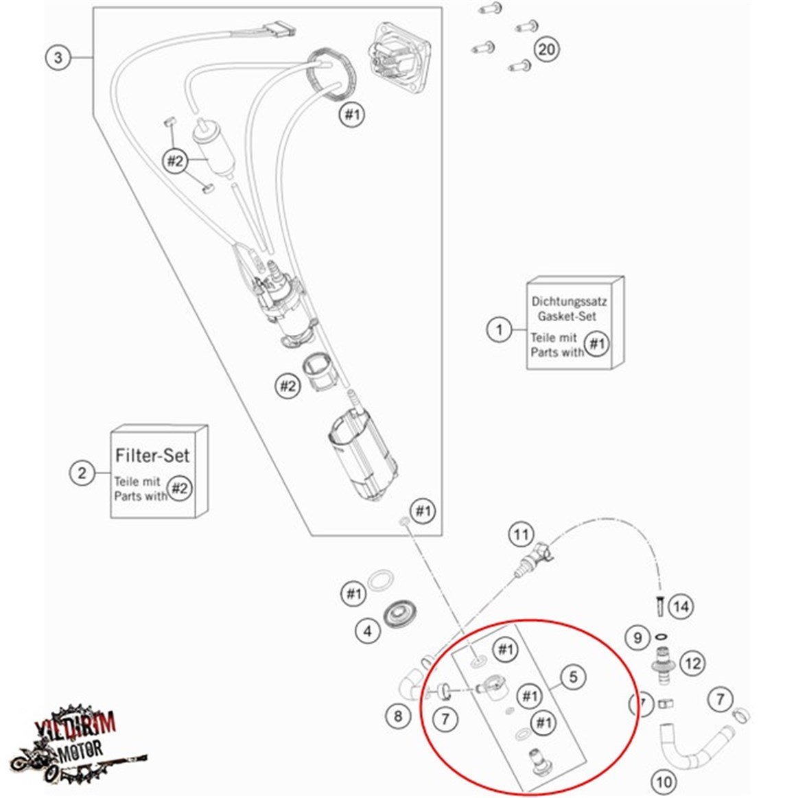 KTM EXC 250-300 YAKIT BAĞLANTI SETİ 18-22 
