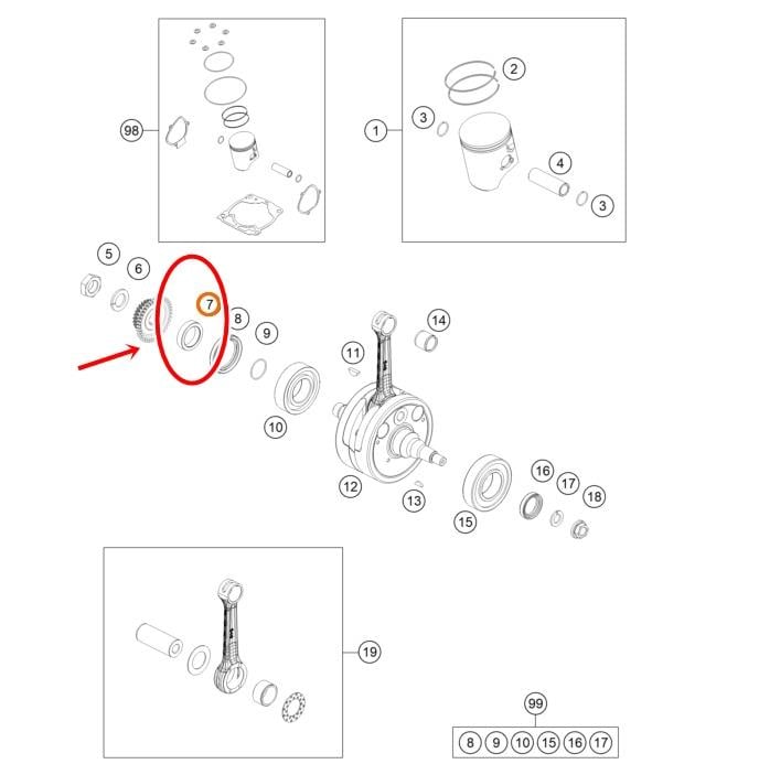 KTM EXC 250/300 KRANK KEÇE BURCU 17-24