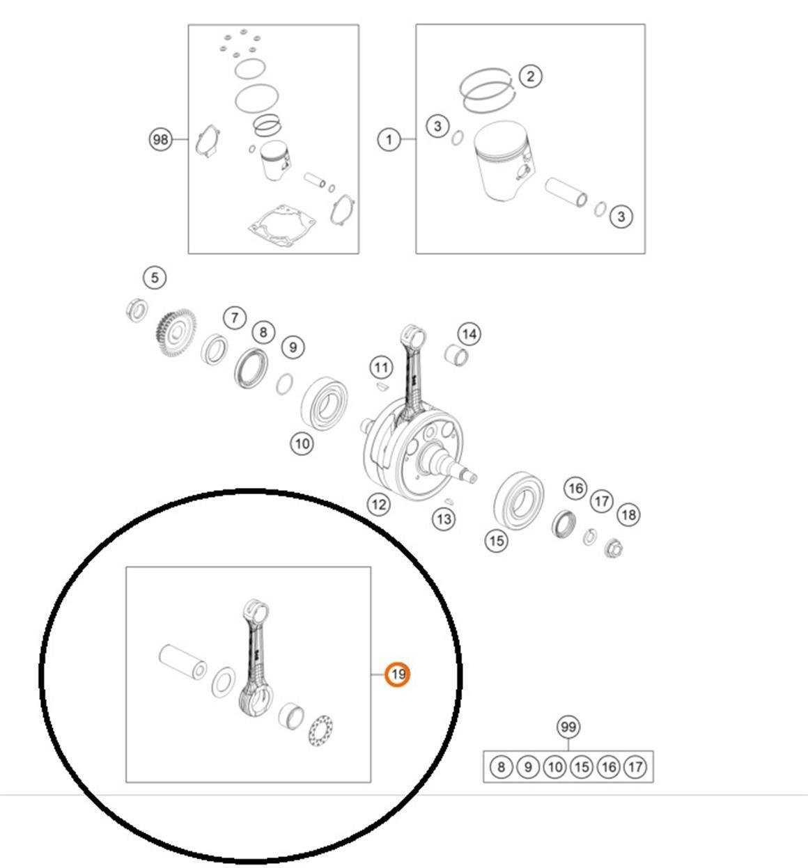 KTM EXC 250/300 Modeller Krank Kolu