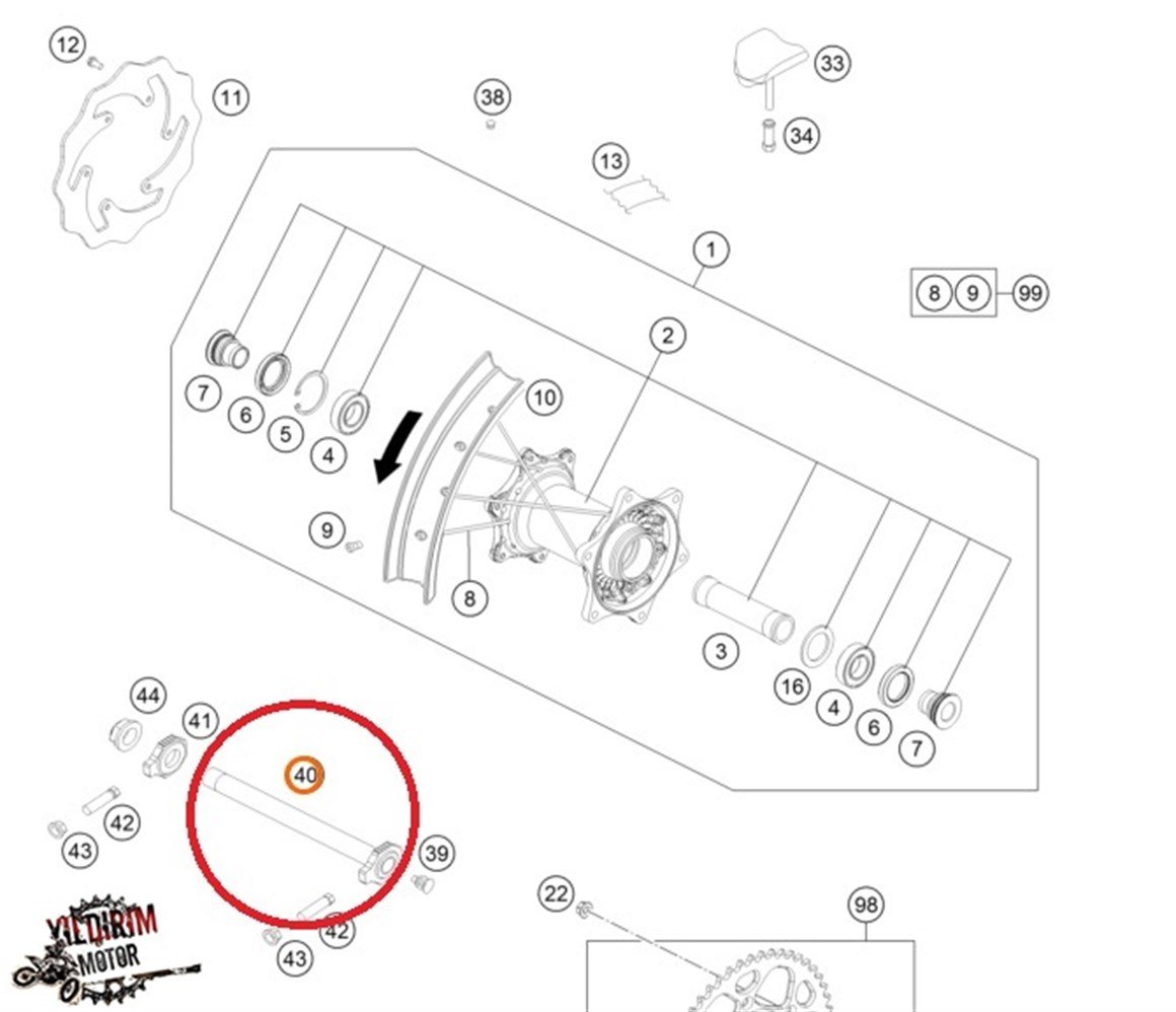 KTM EXC EXC-F MODELLER ARKA TEKER MİLİ 14-21