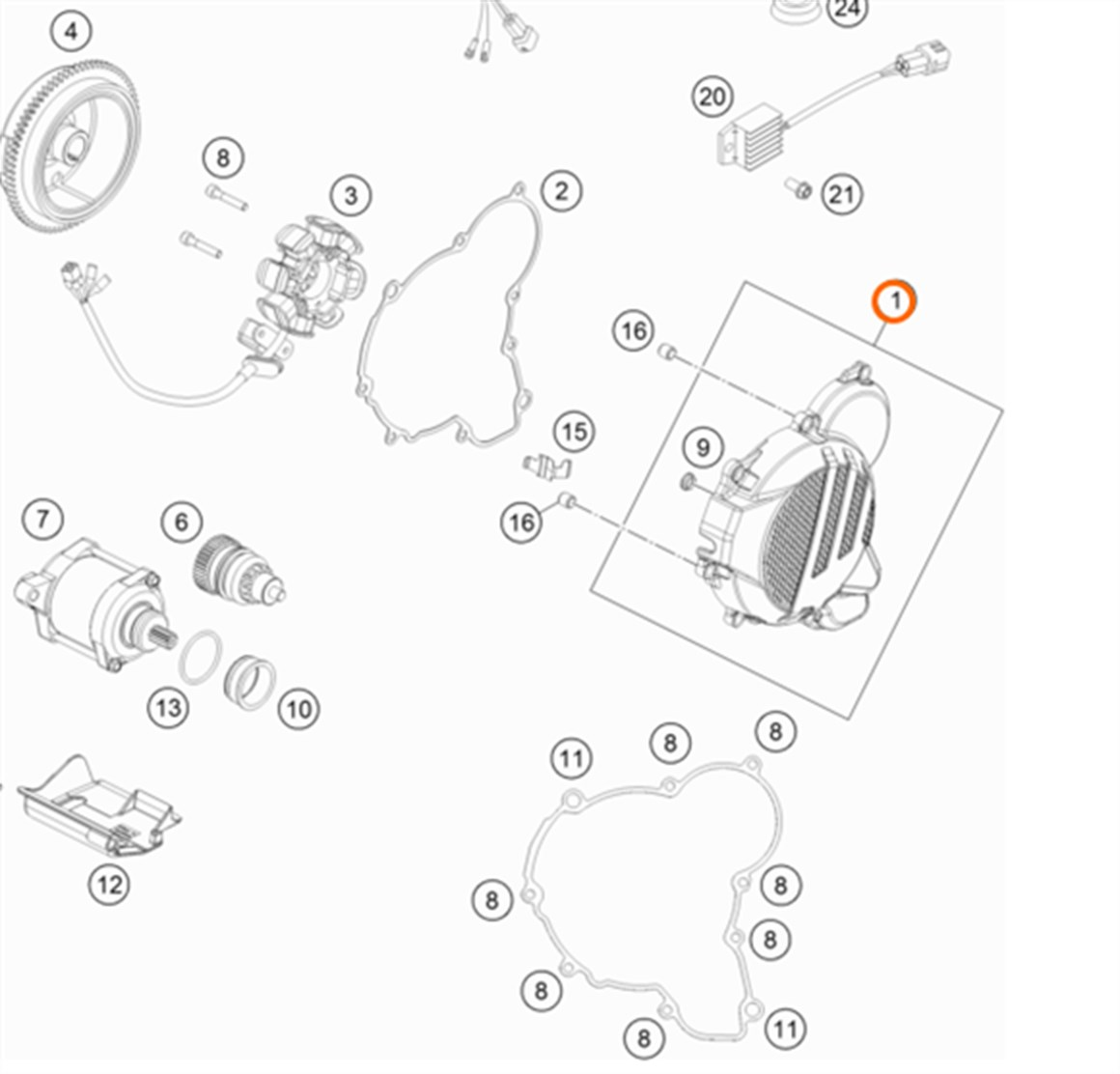 KTM EXC Modeller Orjinal Statör Kapak 18