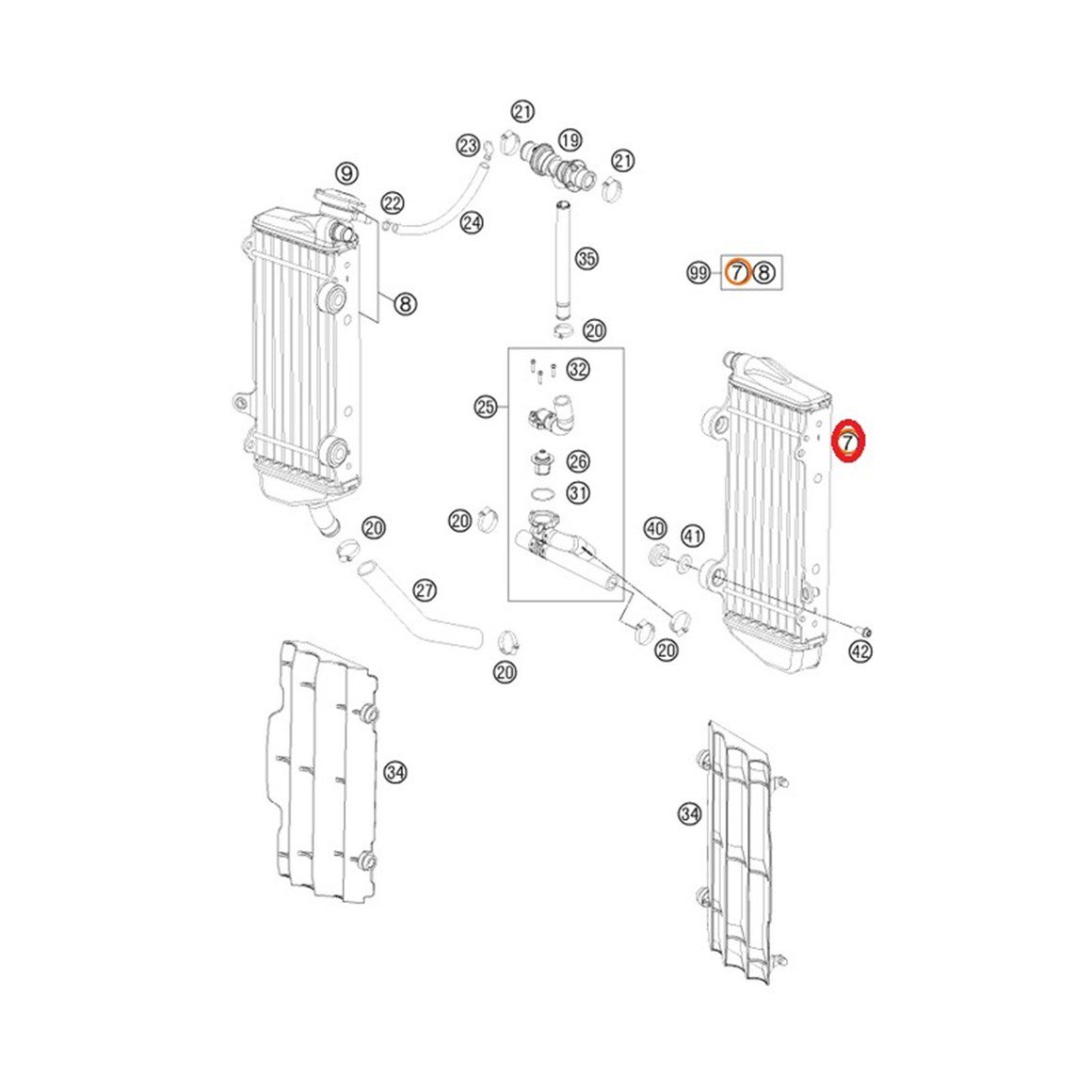 KTM EXC Modeller Sol Radyatör 14-16