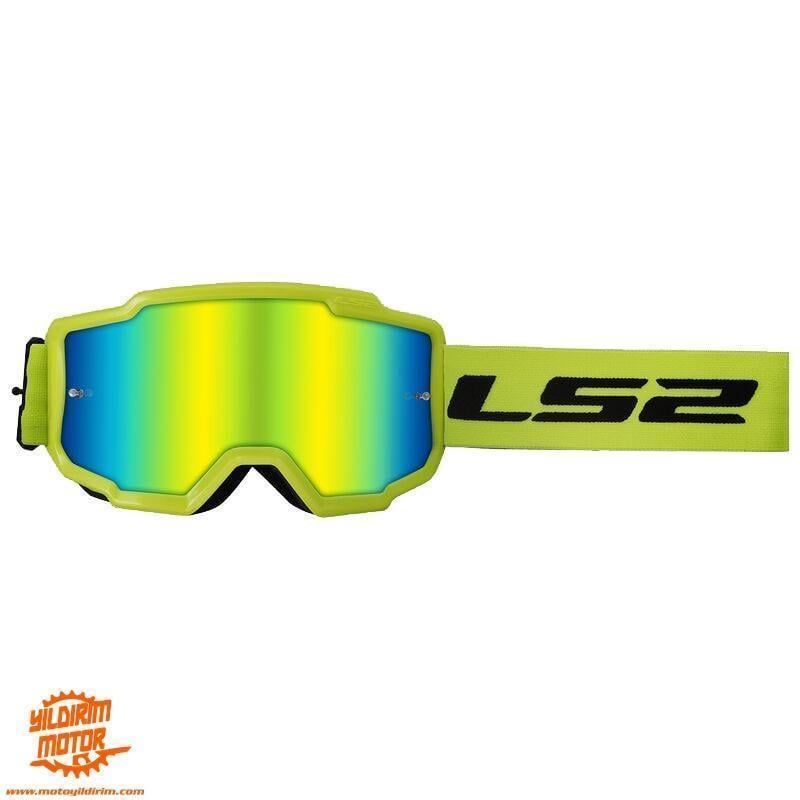 LS2 CHARGER GOGGLES MOTOKROS GÖZLÜK (IRIDIUM CAMLI) NEON SARI