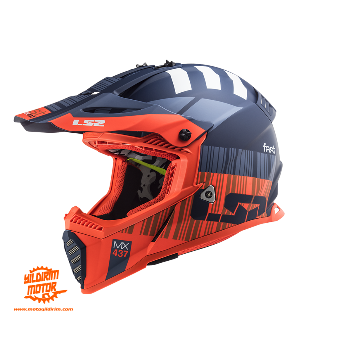 LS2 FAST EVO XCODE MAT TURUNCU-MAVİ KASK