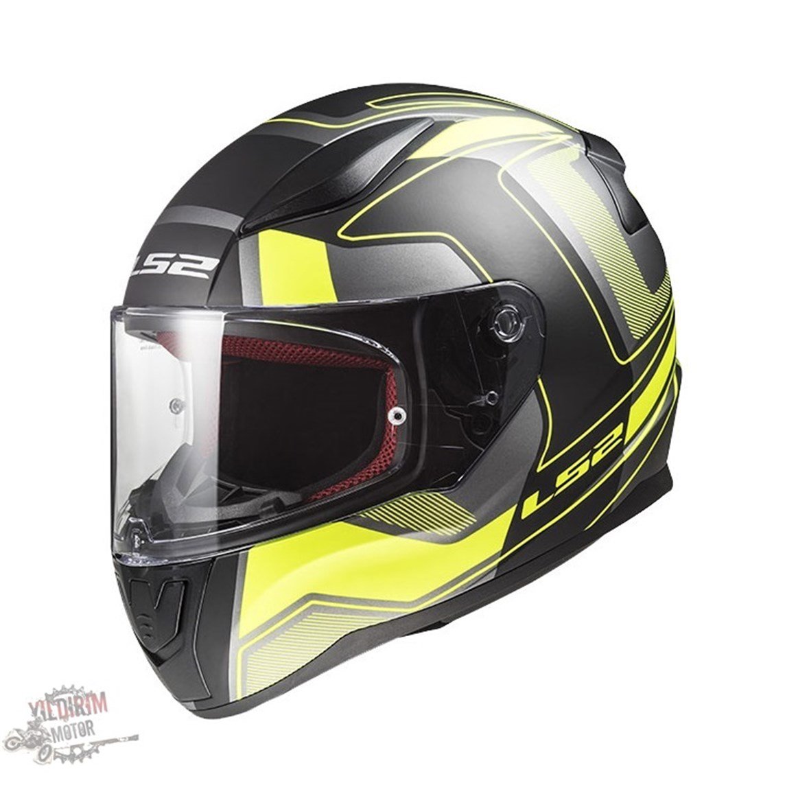 LS2 FF353 CARRERA MAT SIYAH-NEON SARI KASK