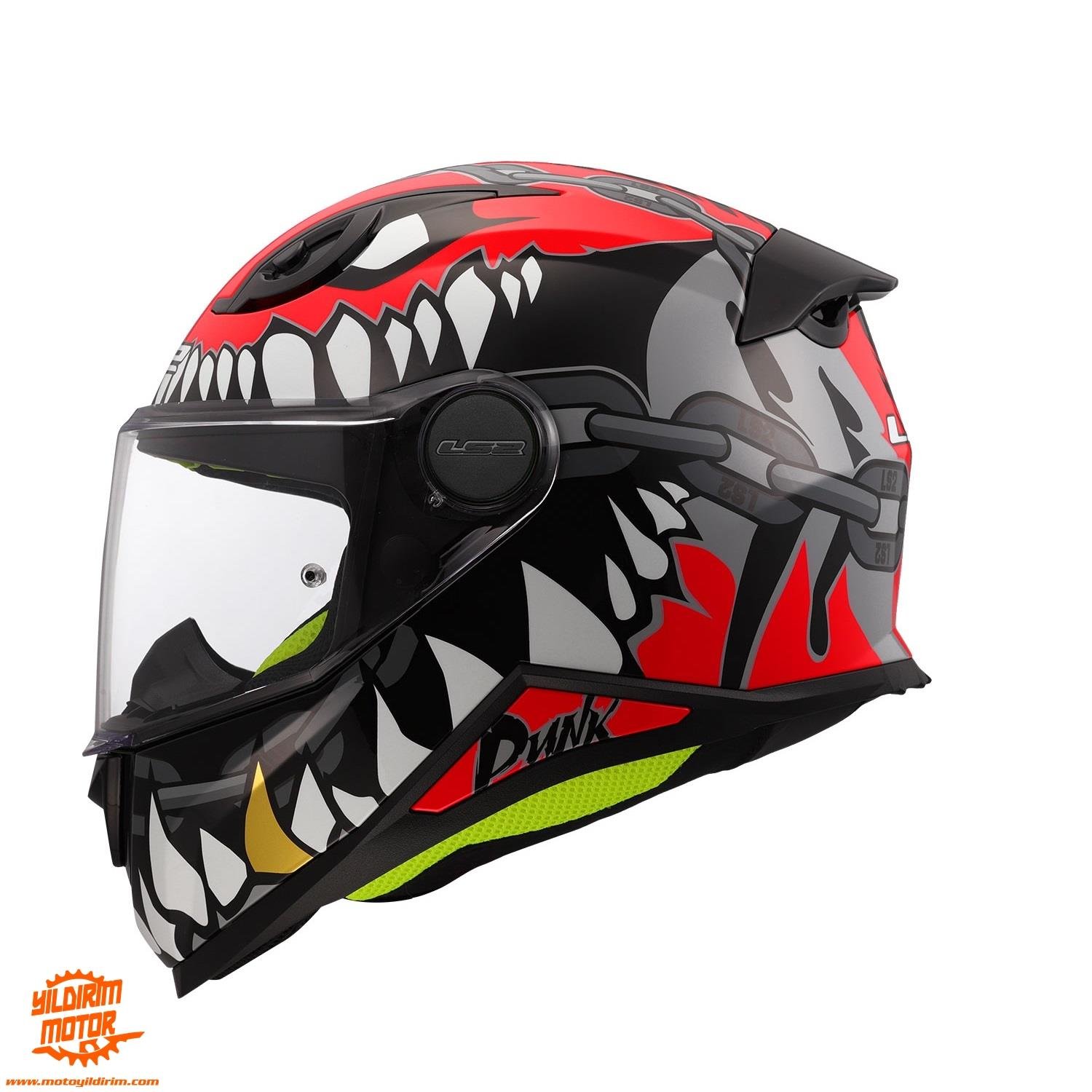 LS2 KID PUNK GRİ-KIRMIZI ÇOCUK KASK