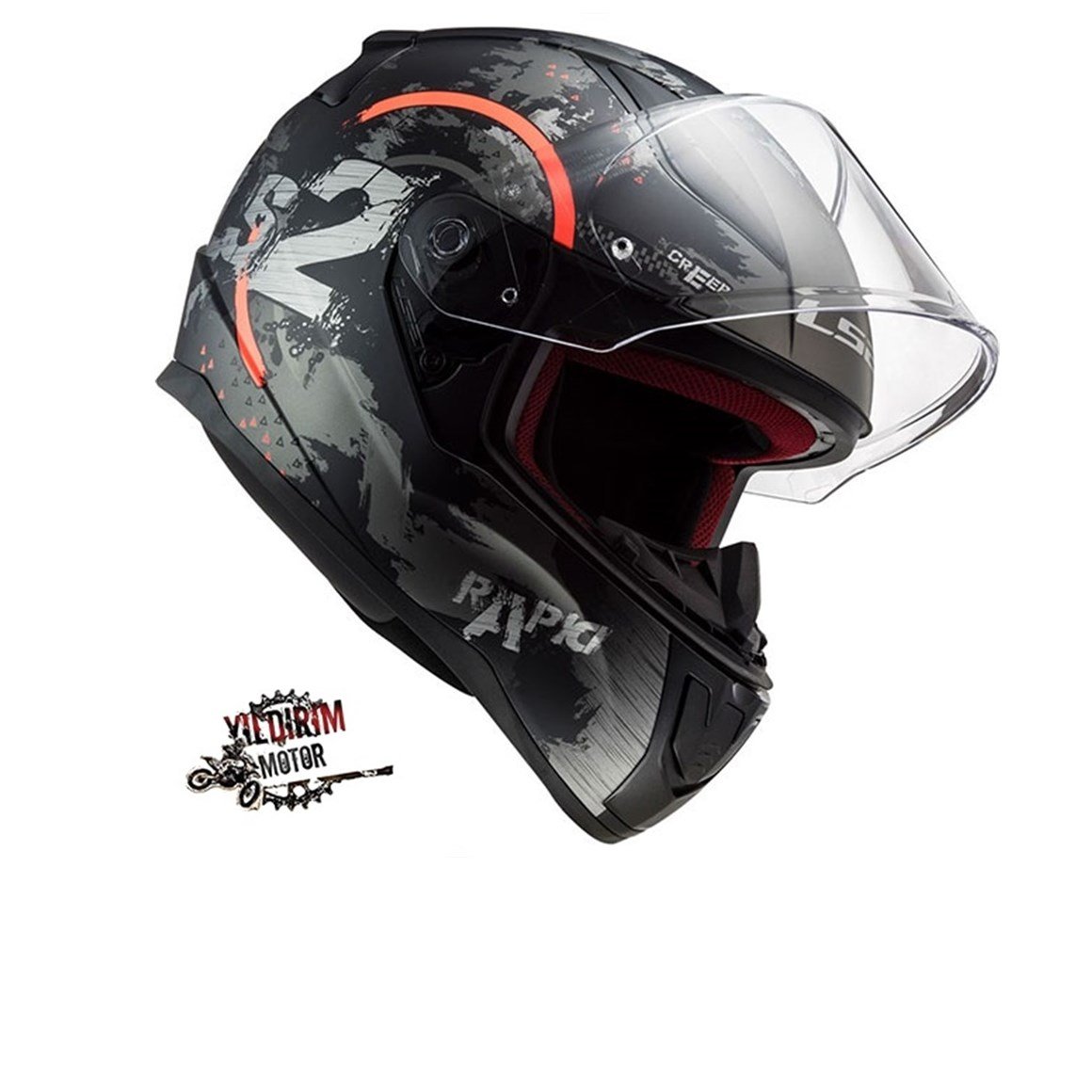 LS2 RAPID CIRCLE MAT TITANIUM-TURUNCU KASK