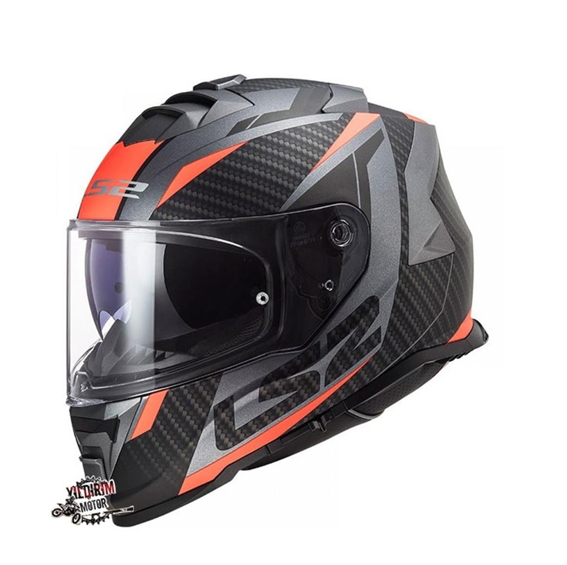 LS2 STORM RACER MAT TİTANYUM TURUNCU KASK 