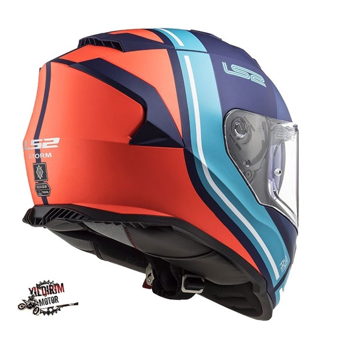  LS2 STORM SLANT MAVİ-TURUNCU KASK