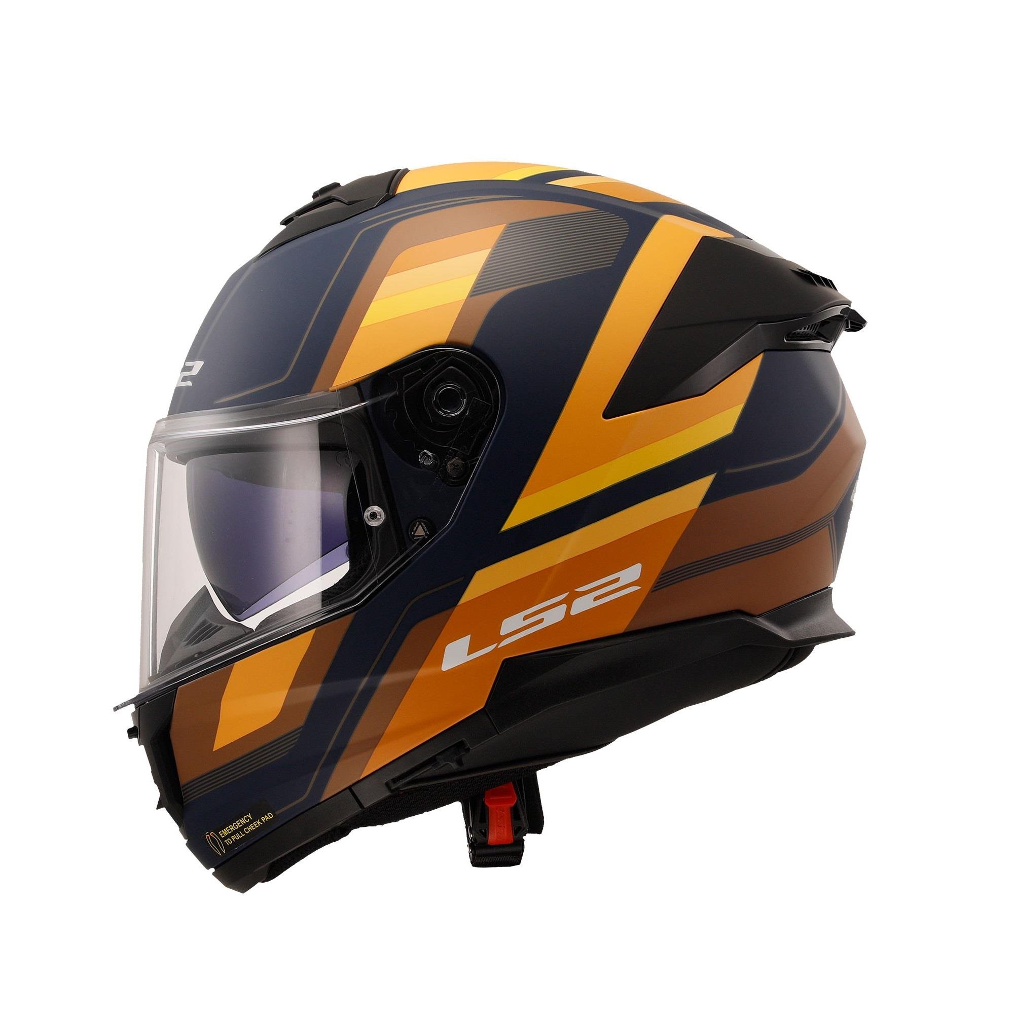 LS2 STREAM 2 VINTAGE MAT NAVY MAVİ-TURUNCU-KAHVERENGİ KASK