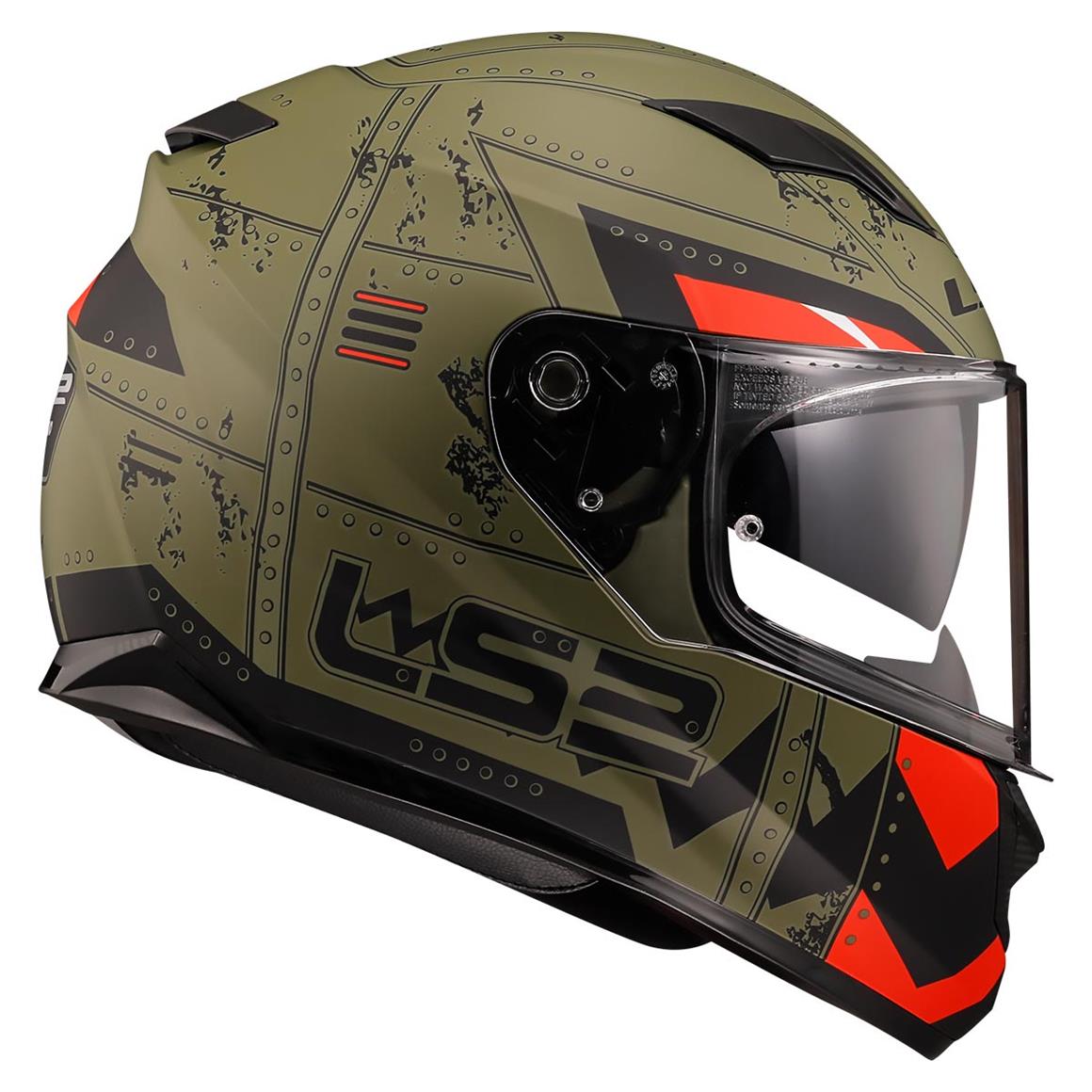 LS2 STREAM EVO MAX MAT MILITARY YEŞİL-KIRMIZI KASK
