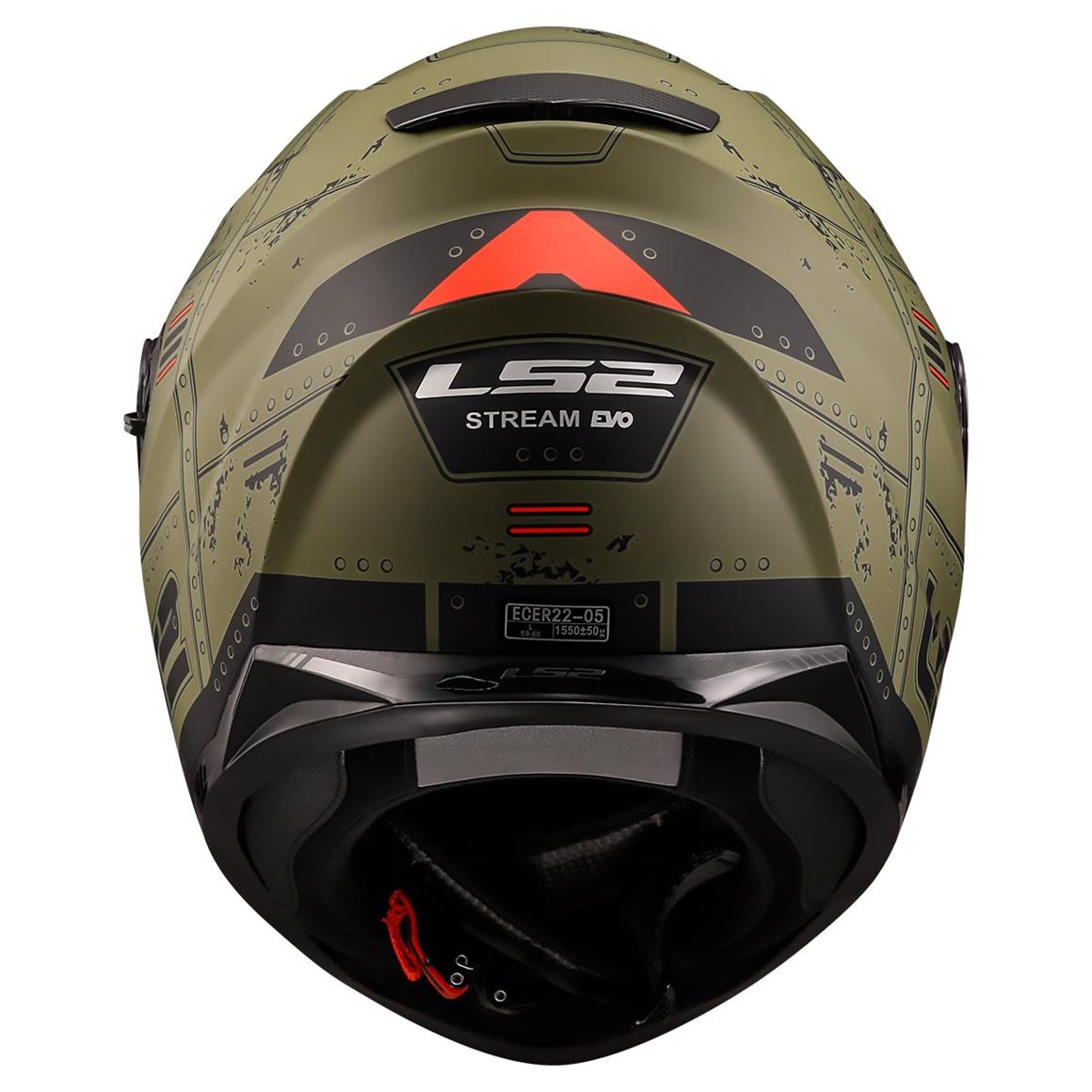 LS2 STREAM EVO MAX MAT MILITARY YEŞİL-KIRMIZI KASK