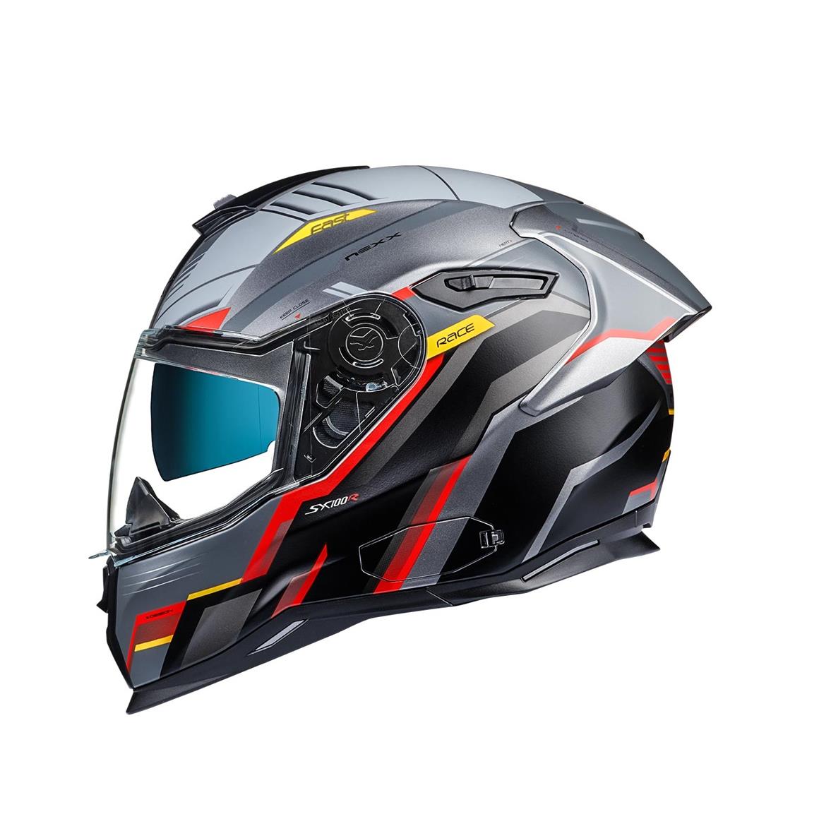 NEXX SX.100R GRIDLINE MAT GRİ-KIRMIZI KASK