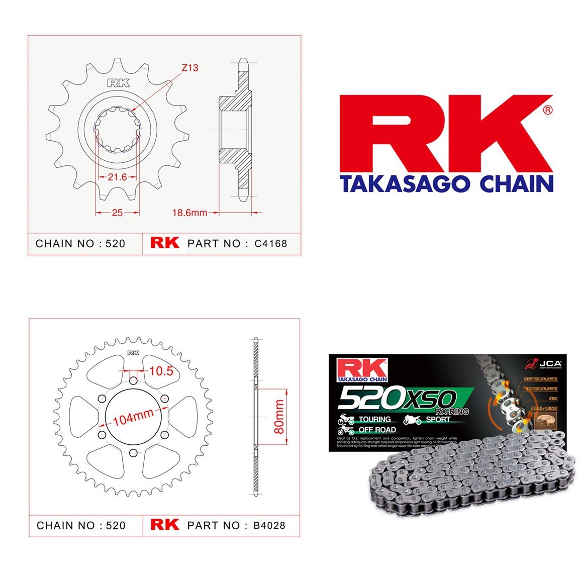 RK ZİNCİR DİŞLİ SET KAWASAKI Z800 13-16