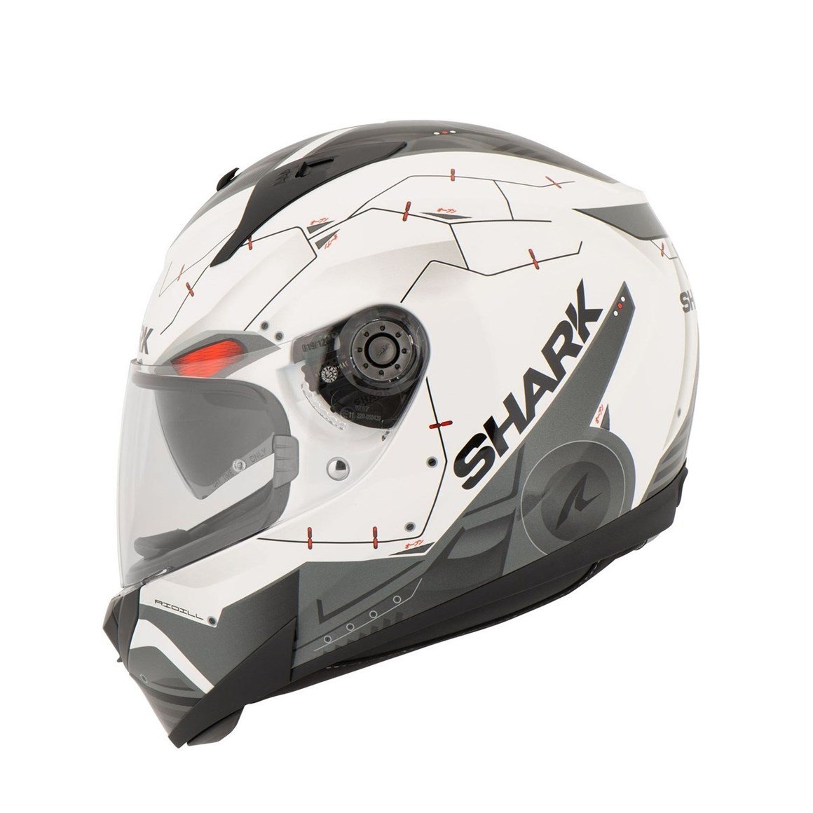 SHARK RIDILL MECCA KAPALI KASK BEYAZ SİYAH KIRMIZI