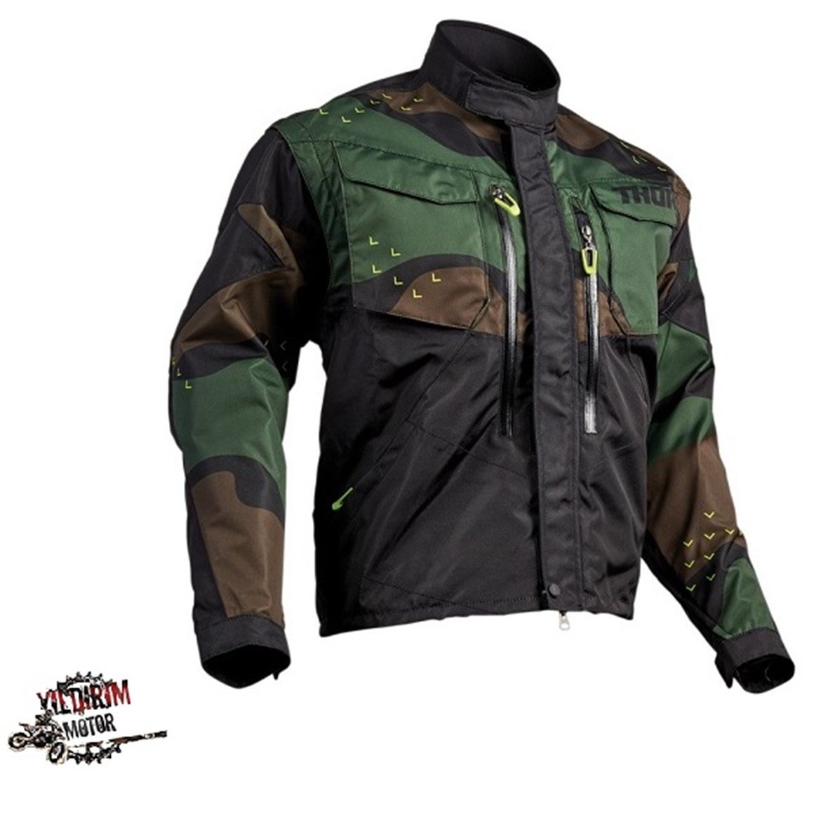 Thor Terrain S9 Offroad Ceket Siyah / Yeşil Kamuflaj