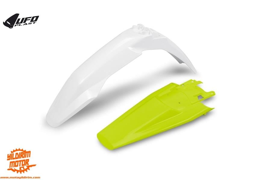 UFO HUSQVARNA TE250/FE250 ÖN ARKA ÇAMURLUK TAKIMI BEYAZ SARI 24-25