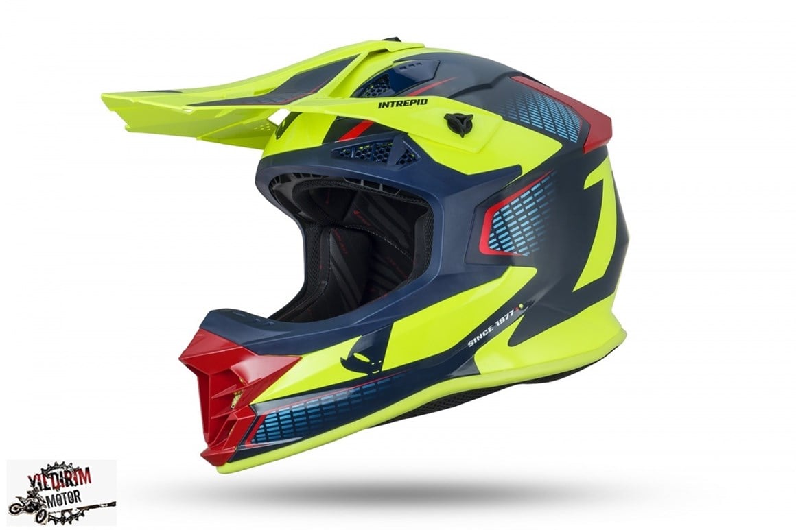 UFO INTREPID NEON SARI MAVİ KASK KASK 